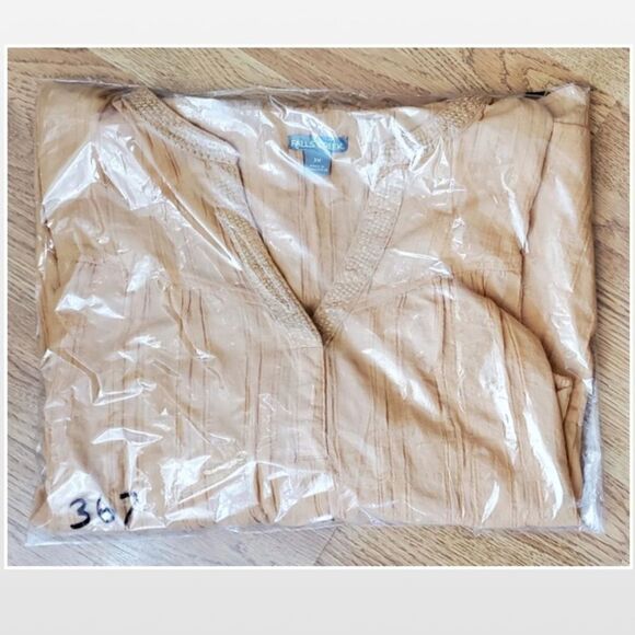 New Plus 3X Notch Neck Boho Hi Low Gold Top - Picture 16 of 16